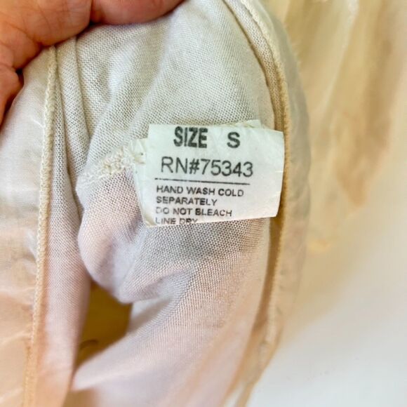 Angela Moda Ivory Sheer Lined Floral Embroidered Silk Blend SS Relaxed Top Sz S - Picture 9 of 15